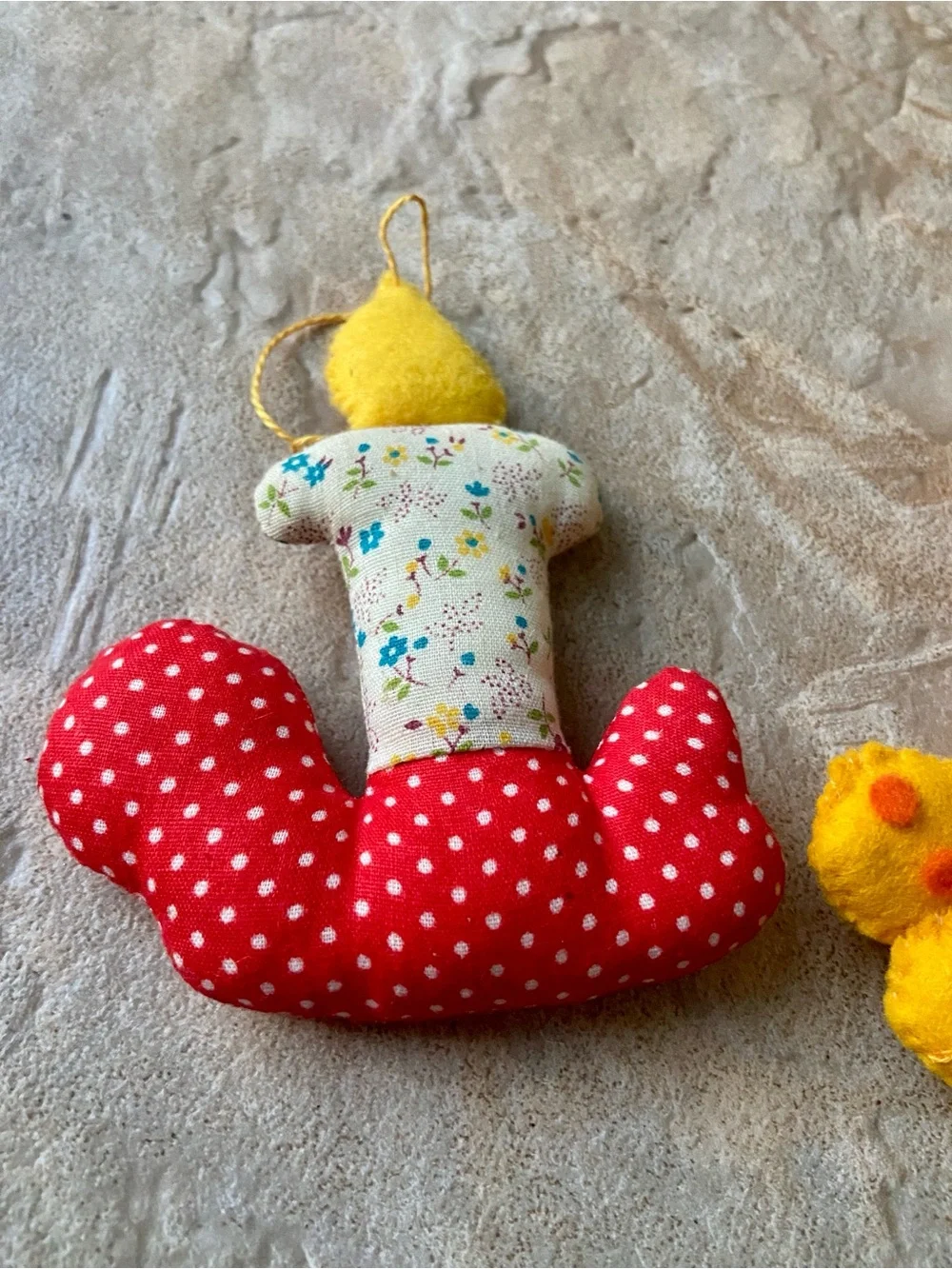 Set of 3 Vintage Fabric Ornaments Mouse Giraffe and Candle